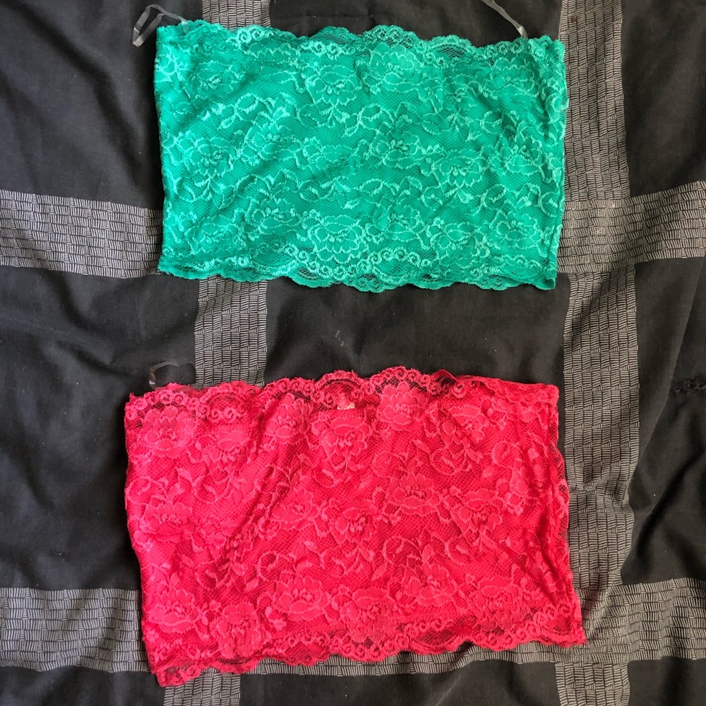 Turquoise & Hot Pink Lace Bandeau (2)